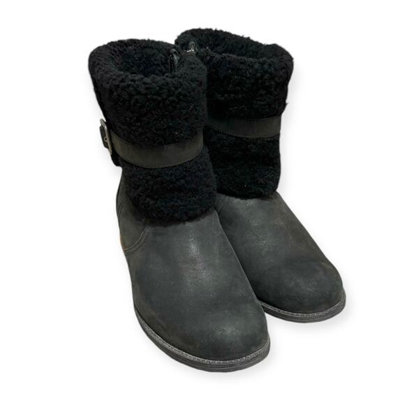 UGG Shoes - UGG Black Blayre II Wool Lined Waterproof Leather Zip Up Boots Women's Size 10